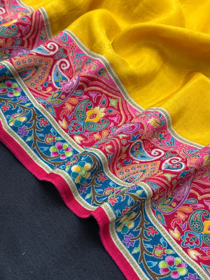 Woman wearing a Semi Silk Saree with lightweight fabric and classic appeal, ideal for weddings, festive occasions, and office wear.