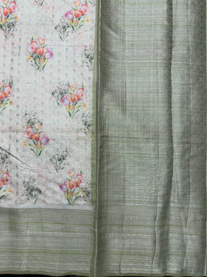 Woman wearing a Semi Silk Saree with a soft shine and lightweight drape, ideal for everyday elegance and traditional style.