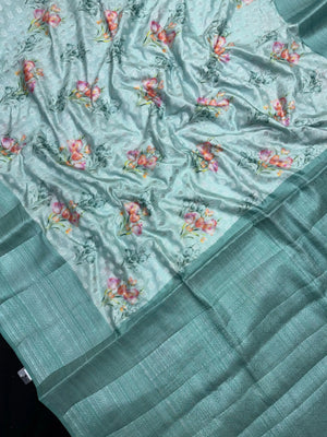 Woman wearing a Semi Silk Saree with a soft shine and lightweight drape, ideal for everyday elegance and traditional style.