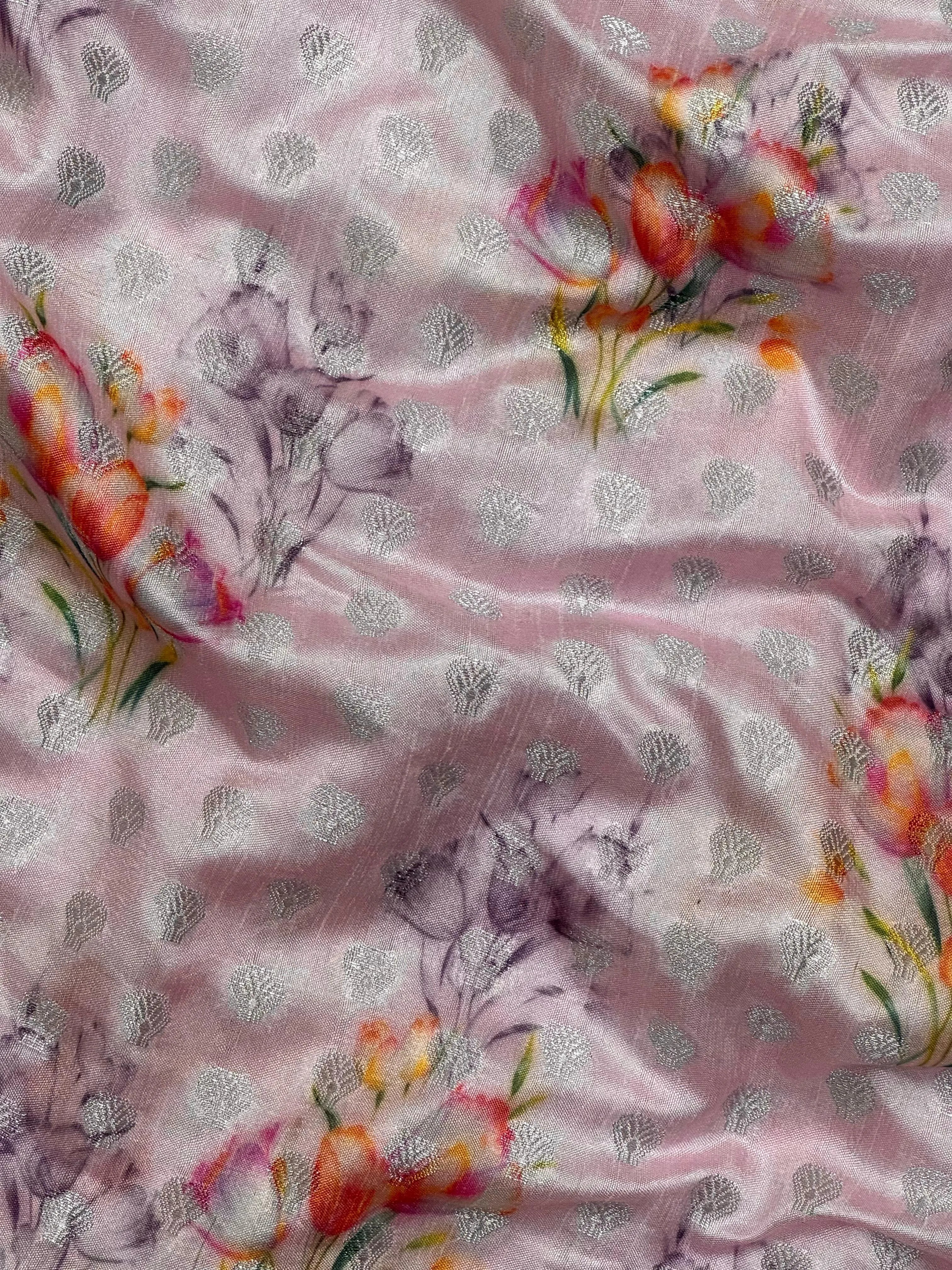 Woman wearing a Semi Silk Saree with a soft shine and lightweight drape, ideal for everyday elegance and traditional style.