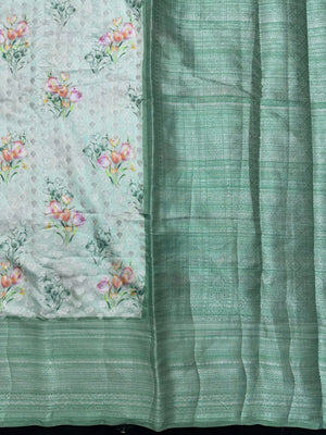 Woman wearing a Semi Silk Saree with a soft shine and lightweight drape, ideal for everyday elegance and traditional style.