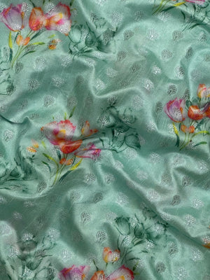 Woman wearing a Semi Silk Saree with a soft shine and lightweight drape, ideal for everyday elegance and traditional style.