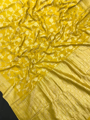 Woman wearing a Semi Chiffon Saree with lightweight, flowing fabric and subtle shine, perfect for weddings, parties, and office wear.