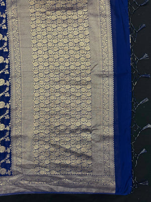 Woman wearing a Semi Chiffon Saree with lightweight, flowing fabric and subtle shine, perfect for weddings, parties, and office wear.