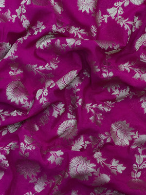 Woman wearing a Semi Chiffon Saree with lightweight, flowing fabric and subtle shine, perfect for weddings, parties, and office wear.