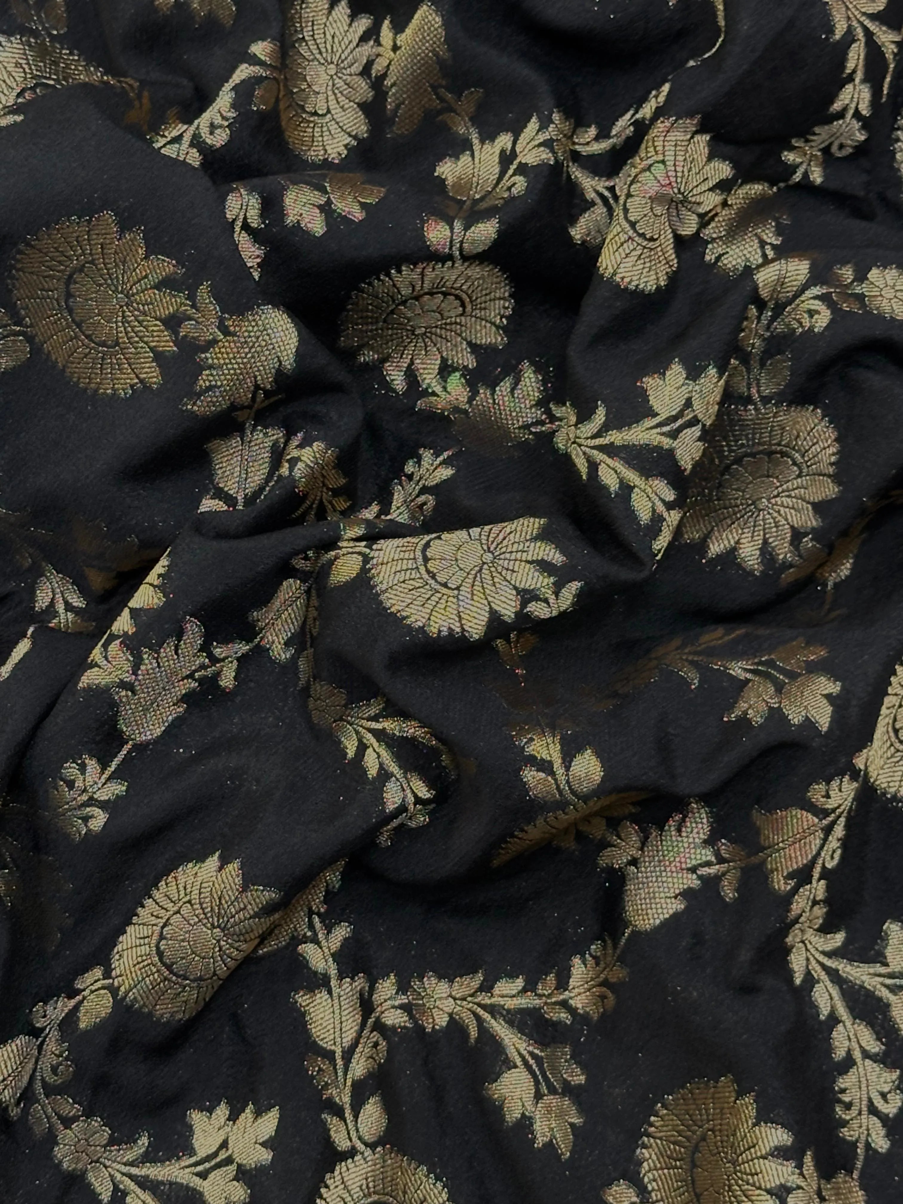 Woman wearing a Semi Chiffon Saree with lightweight, flowing fabric and subtle shine, perfect for weddings, parties, and office wear.