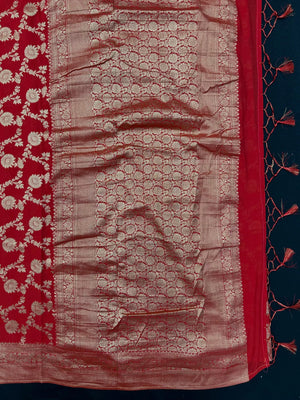 Woman wearing a Semi Chiffon Saree with lightweight, flowing fabric and subtle shine, perfect for weddings, parties, and office wear.