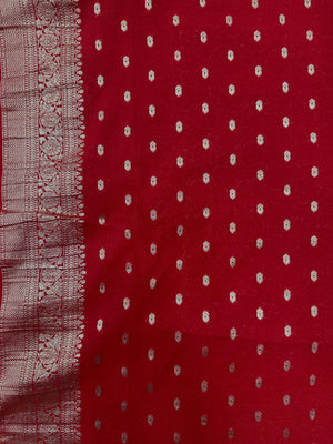 Woman wearing a Semi Chiffon Saree with lightweight, flowing fabric and subtle shine, perfect for weddings, parties, and office wear.