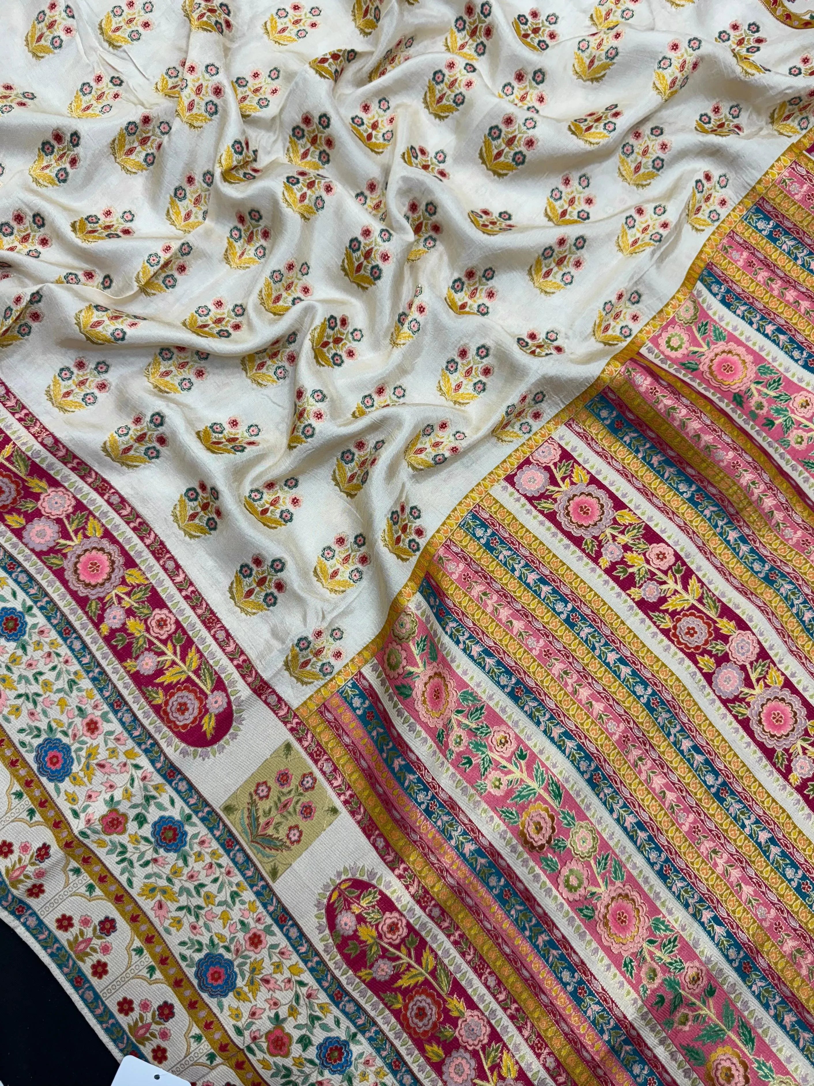 Woman draped in a Semi Silk Saree with soft, lightweight fabric and subtle sheen, ideal for weddings, festivals, and office wear.