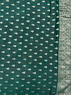 Semi Khaddi georgette saree with soft texture and light zari weaving – perfect for festive and ethnic occasions