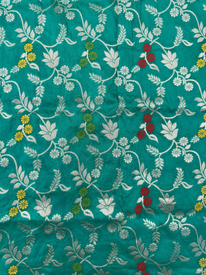 Woman wearing a Semi Silk Saree with lightweight drape and subtle shine, perfect for office, family gatherings, and festive occasions.