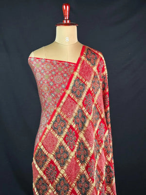 Designer Ajrak Saree – Ethnic & Festive Wear (Queen of Cairo)