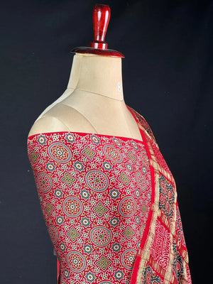 Designer Ajrak Saree – Ethnic & Festive Wear (Queen of Cairo)