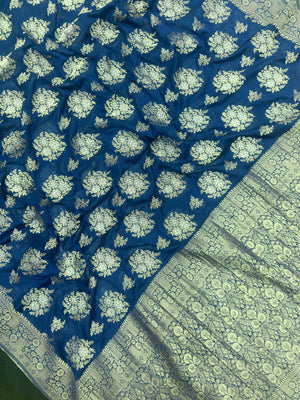 Semi Georgette Saree – Comfortable & Fashionable (Silver Meena)