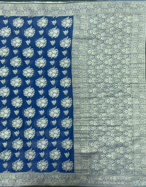 Semi Georgette Saree – Comfortable & Fashionable (Silver Meena)