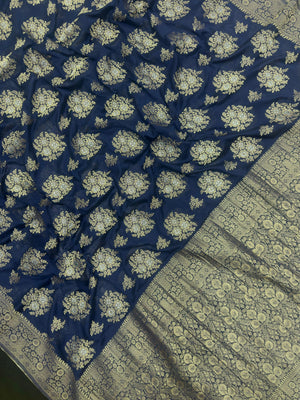 Semi Georgette Saree – Comfortable & Fashionable (Silver Meena)