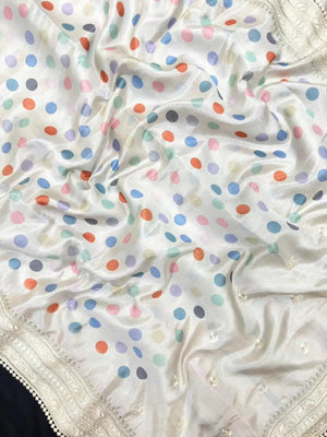 Classic Tussar Silk Saree – Elegant Indian Attire (Snow Net)