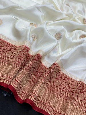 Premium Viscose Silk Saree with Rich Drape (Snowfall)