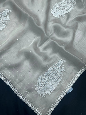 Soft Supernet Organza Saree With Embroidery Work