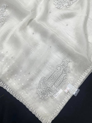 Soft Supernet Organza Saree With Embroidery Work