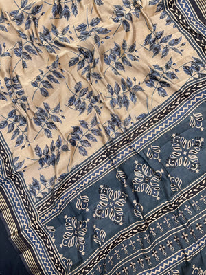 Woman wearing a Soft Tussar Silk Saree with subtle sheen and lightweight drape, perfect for daily wear and festive elegance.