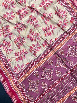 Woman wearing a Soft Tussar Silk Saree with subtle sheen and lightweight drape, perfect for daily wear and festive elegance.