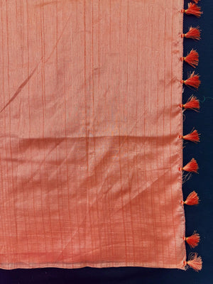 Woman draped in a Soft Tussar Silk Saree with subtle shine and fluid texture, ideal for elegant everyday and festive occasions.