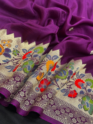 Designer Mango Silk Saree with Intricate Border Work-Sudarshan