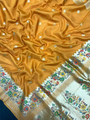 Designer Mango Silk Saree with Intricate Border Work-Sudarshan