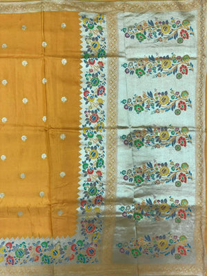 Designer Mango Silk Saree with Intricate Border Work-Sudarshan