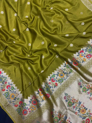 Designer Mango Silk Saree with Intricate Border Work-Sudarshan