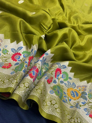 Designer Mango Silk Saree with Intricate Border Work-Sudarshan