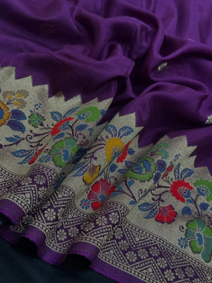 Designer Mango Silk Saree with Intricate Border Work-Sudarshan