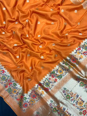 Designer Mango Silk Saree with Intricate Border Work-Sudarshan