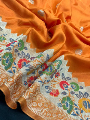 Designer Mango Silk Saree with Intricate Border Work-Sudarshan