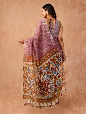 Woman wearing a Summer Loom Cotton Saree with lightweight, breathable fabric and subtle design, ideal for office and daily ethnic wear.