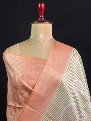 Chic Pastel Tussar Silk Saree for Timeless Elegance