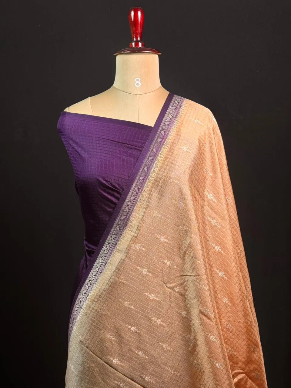 Premium Raw Kota Chex Silk Saree – Lightweight & Stylish