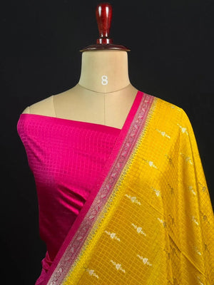 Premium Raw Kota Chex Silk Saree – Lightweight & Stylish