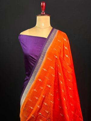 Premium Raw Kota Chex Silk Saree – Lightweight & Stylish