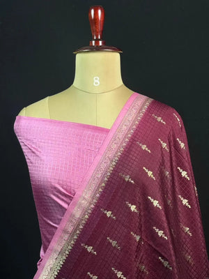 Premium Raw Kota Chex Silk Saree – Lightweight & Stylish