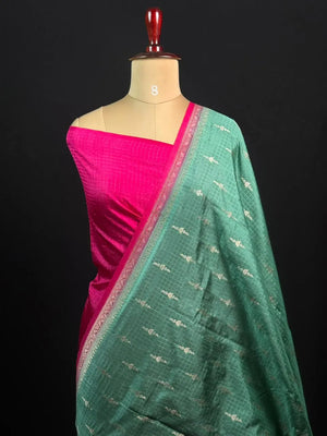 Premium Raw Kota Chex Silk Saree – Lightweight & Stylish