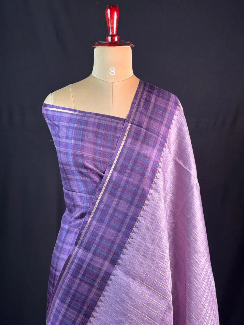 Tasar Silk Saree-(Tasar block print)