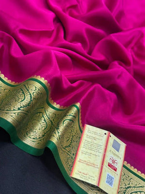 Authentic Pure Mysore Silk Saree with Zari Border (Tilak Pp Cont)