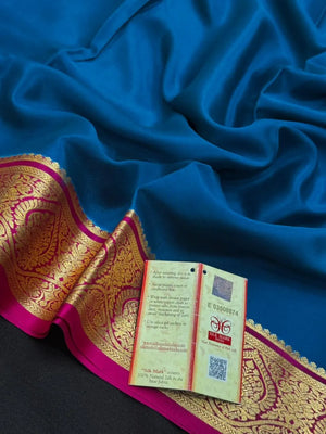 Authentic Pure Mysore Silk Saree with Zari Border (Tilak Pp Cont)