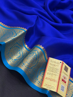 Authentic Pure Mysore Silk Saree with Zari Border (Tilak Pp Cont)