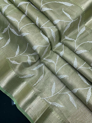 Woman wearing a Tussar Silk Saree with natural texture and subtle sheen, ideal for weddings, festivals, and cultural events.