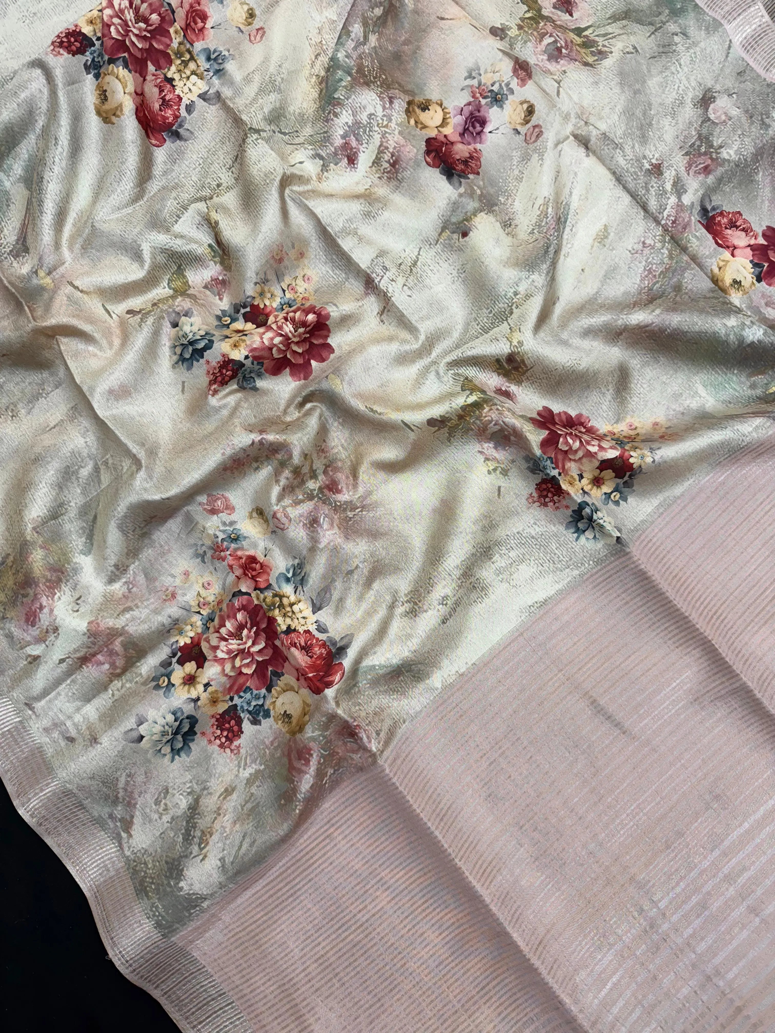 Woman draped in a Tussar Silk Saree with natural texture and soft sheen, perfect for weddings, festivals, and traditional events.