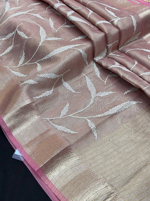 Woman wearing a Tussar Silk Saree with natural texture and subtle sheen, ideal for weddings, festivals, and cultural events.
