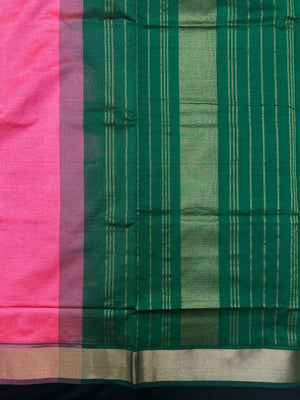 Woman wearing an Uppada Cotton Silk Saree with lightweight, breathable drape and subtle sheen, ideal for office and festive occasions.